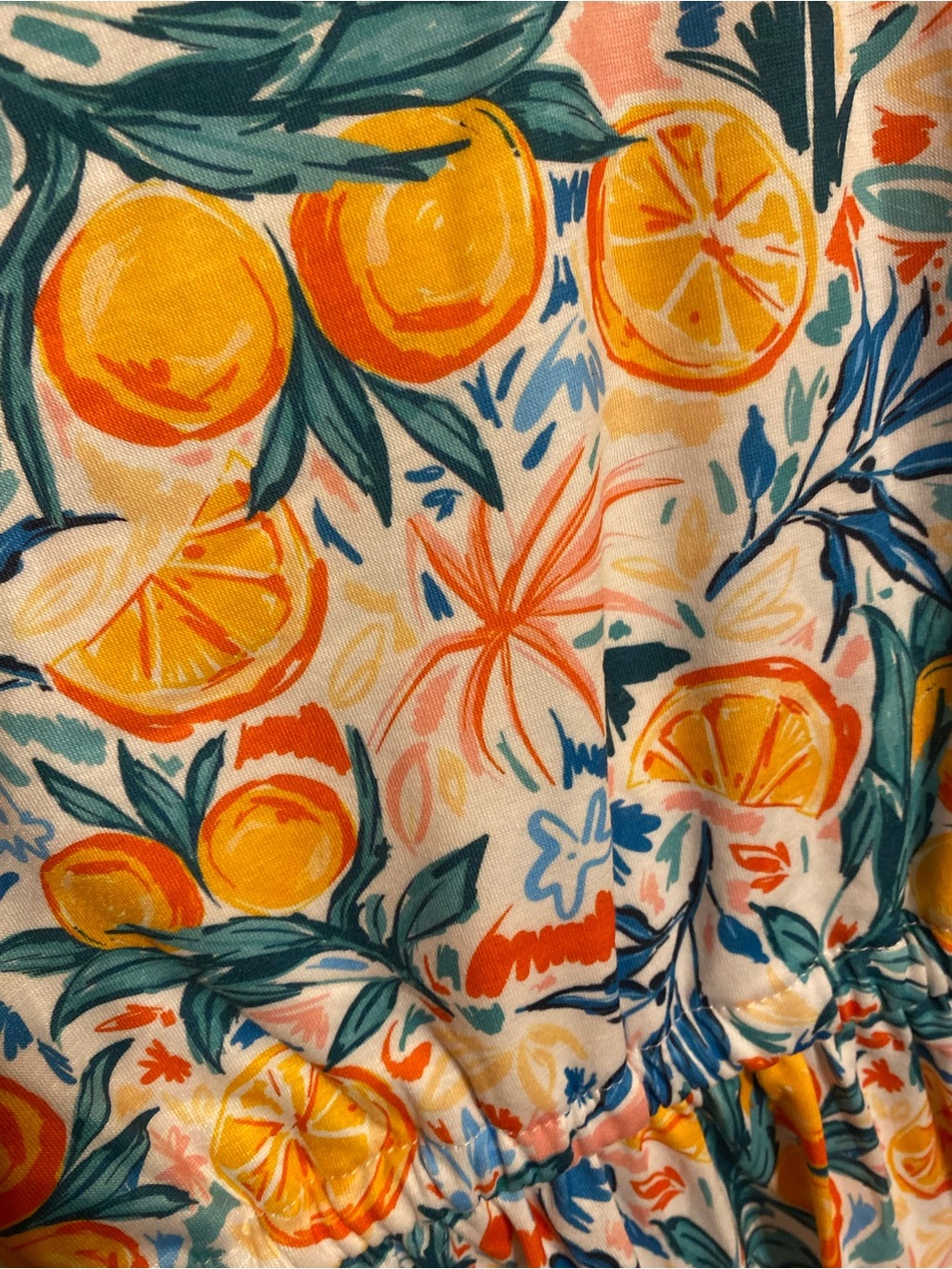 Abby & Evie Citrus Print Tie-Back Puff Sleeve Tiered Dress NWT Size Large - Picture 2 of 5